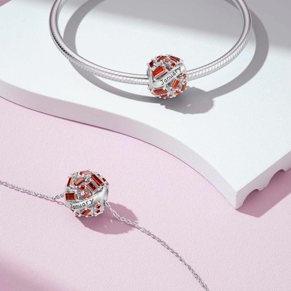 January Pandora style birthstone charm sterling silver with CZ stones - Picture 2 of 2